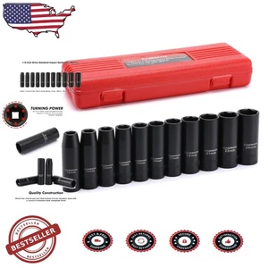 Heavy Duty 1/2" Drive Deep Impact Socket Set Metric 11PC Black Phosphate Finish - Bild 1 von 10