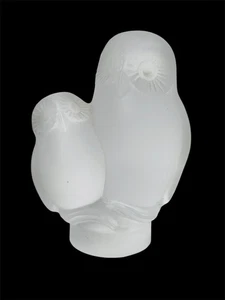 Crystal Owl Figurine, Cristal de Sevres France Frosted Crystal Owl . - Picture 1 of 9