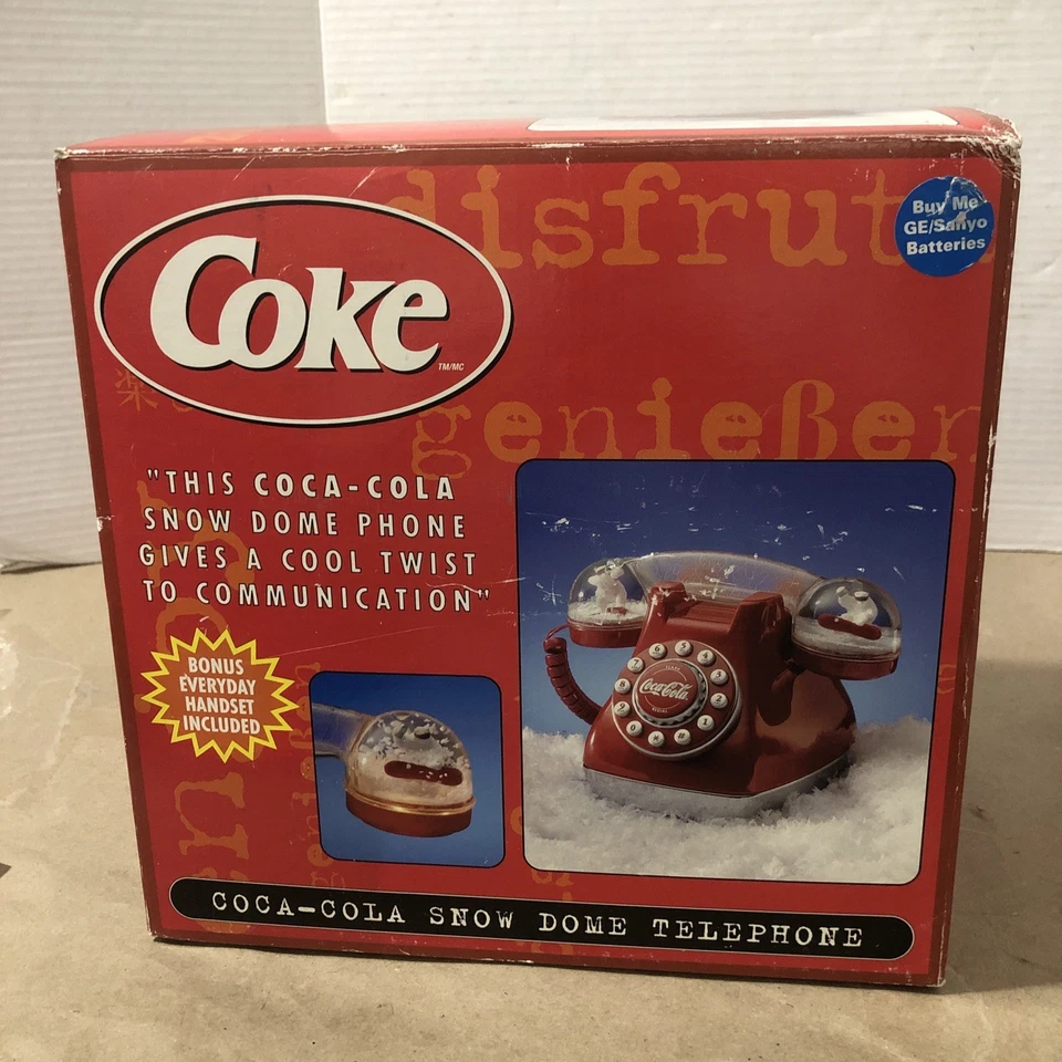Teléfono de escritorio vintage Coca-Cola COKE Snow Dome Globe tono táctil. Nuevo Foto 1 de 4