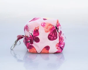 Tiny Makeup Bag, Cosmetic Organizer, Pink Butterfly Cotton Cosmetic Bag - Picture 1 of 5