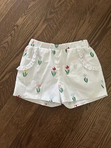 Beaufort Bonnet Company Girls Shorts Size 5 White Floral Print Tulip Eyelet Trim - Picture 1 of 5