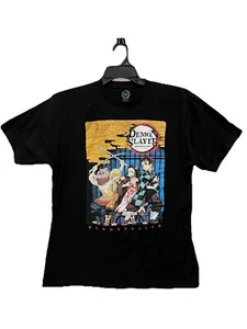 Demon Slayer Kimetsu No Yaiba Anime Tee Graphic T Shirt Black Mens L - Picture 1 of 6