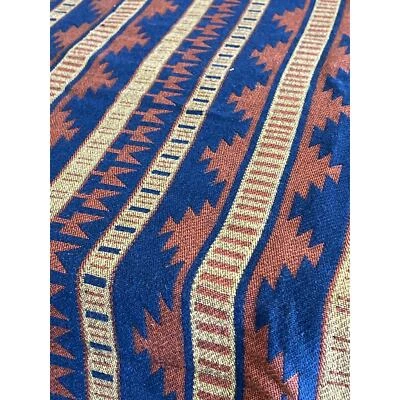 Vtg Southwestern Tapestry Upholstery Fabric 119x55" Ethnic Jacquard Fringed - Image 1 of 4