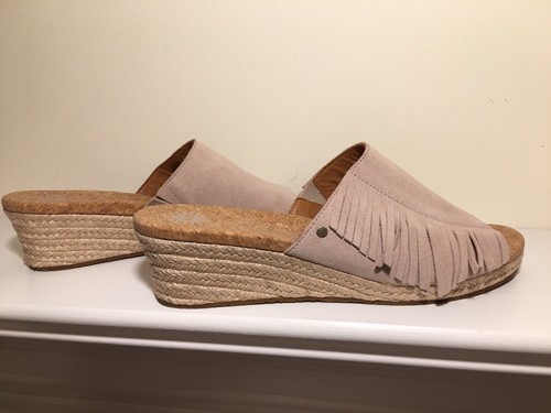 Sandalo UGG Australia Danes frange zeppa Horchata scamosciato slide US donna taglia 10