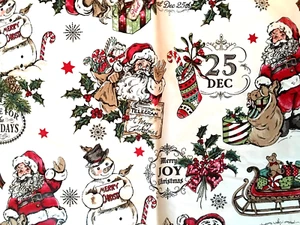 Tovaglia Babbo Natale Buon Natale Collage Vinile Flanella Schienale Var Size di Elrene - Foto 1 di 6