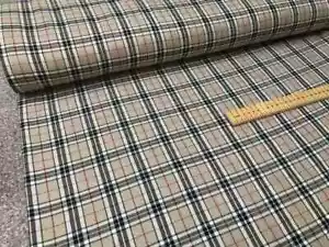 Tartan Beige CHECK burberry Plaid Craft Quilting Designer  Fabric 149cm wide - Picture 1 of 3