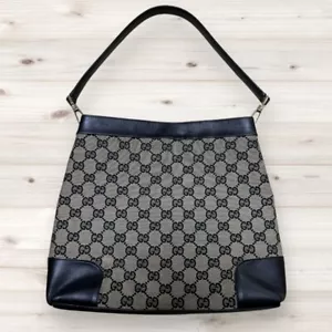 GUCCI GG Canvas Schultertasche Schwarz X Beige - Bild 1 von 12