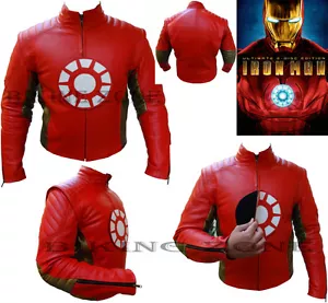 GIACCA IN PELLE MOTO IRON MAN STILE UOMO CORAZZATO LOGO RIMOVIBILE MOTO - Foto 1 di 7