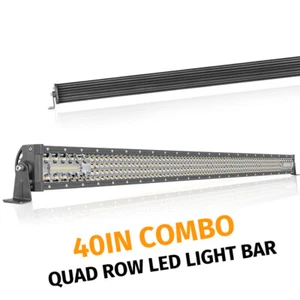 40/42Inch LED LIGHT BAR Tri Quad Row Spot Flood Combo Truck Offroad 4WD ATV SUV - Picture 1 of 12