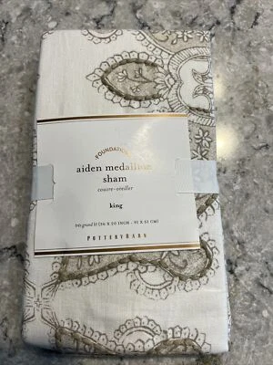 Pottery Barn Aiden Medallion King Sham BRONCEADO NEUTRO Nuevo Foto 1 de 4
