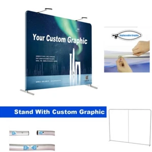 8ft Straight Fabric Tension Display Back Wall Display Backdrop + Single Graphic - Picture 1 of 12