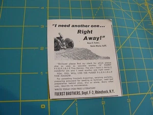 The Farm QRTLY -ADS -SUMMER 1961- 12' FUERST BROTHERS TINE HARROW /Rhinebeck, NY - Bild 1 von 1
