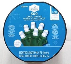 Holiday Time 500 Cool Dome LED Lights Green Wire Indoor or Outdoor 100 Ft NEW - Picture 1 of 8