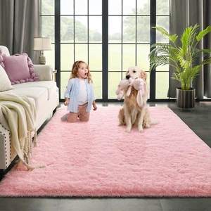 Baby Pink Area Rug for Bedroom Living Room Carpet Home Decor, Upgraded 4X5.9... - Picture 1 of 12