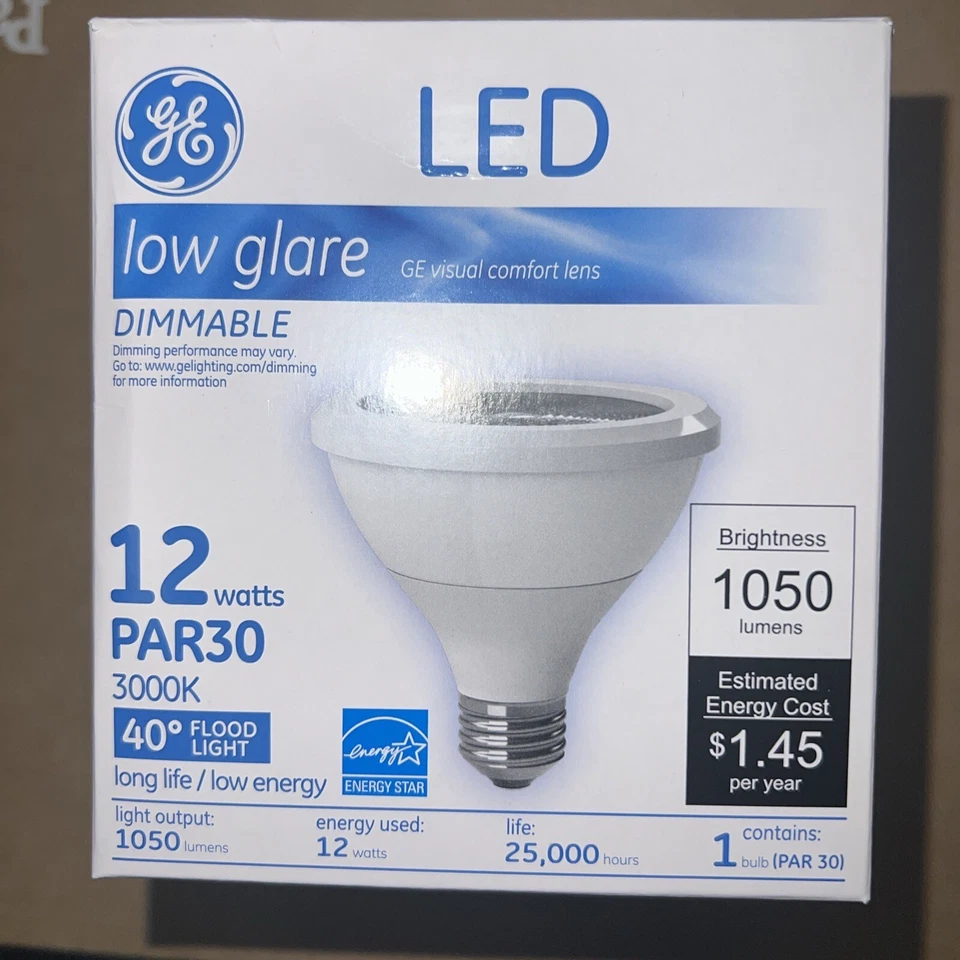 GE PAR30 12w Low Glare Dimmable 1050 Lumens 25° Narrow Flood Light 3000k~ NEW! - Image 1 of 1