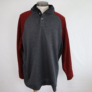 Sonoma Sweater Mens 2XB 1/4 Snap Pullover Mock Neck Gray Red Long Sleeve
