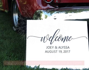Boda de bienvenida Vinilo Letras Pegatinas Calcomanías de pared Decoración personalizada del hogar Regalo - Imagen 1 de 8