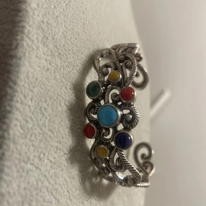 Schönes Carolyn Pollack Multi Edelstein Sterling .925 Armreif Armband (29,7 Gramm) - Bild 1 von 4