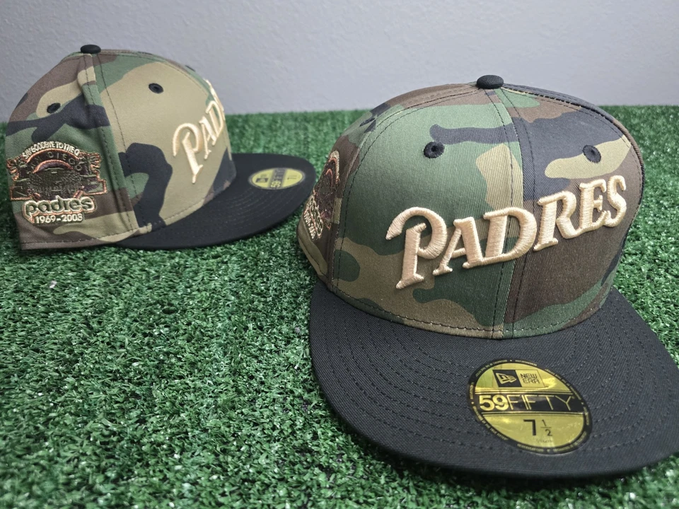 San Diego Padres New Era Camo Crown 1969-2003 Parche Lateral Estadio 7 1/2 y 7 3/8 Foto 1 de 3