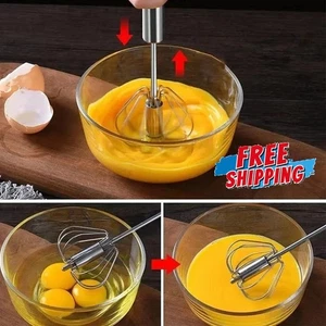 Frullatore Uova Rotante Manuale Acciaio Inox Semi Automatico Crema Sbattitore Uova - Foto 1 di 7