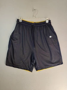 VTG Starter Mens Shorts XL Blue Gold Reversible Drawstring Slash Pockets - Picture 1 of 9