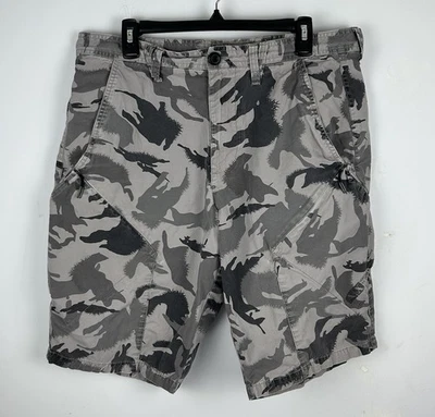 Shorts cargo camuflado de algodão cinza Armani Exchange tamanho 33 (36) Y2K machado punk grunge - Imagem 1 de 4