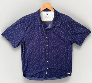 Quiksilver Camicia Uomo GRANDE Vestibilità Moderna Manica Corta Blu Scuro Viola Bottone - Foto 1 di 9