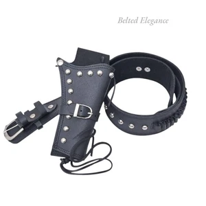 Gun Leather Tooled Holster Western Hand Belt Pistol Cowboy Revolver With Studds - Picture 1 of 9