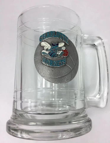 Charlotte Hornets Stein Mug Cup Glass Mascot 5.25" NBA Basketball Cover