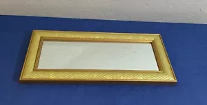 Vintage Gold Toned Textured Frame Accent Mirror Wall Hanging 16.5" x 7.5" - Picture 1 of 9