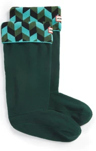 Hunter Kids Geometric Dazzle Boot Sock Dark Green Multicolor Size XS (5-7) 1934 - Picture 1 of 3