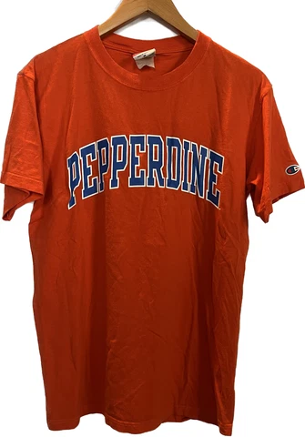 Pepperdine University Champion Athletic Short Sleeve Shirt Cotton Orange Medium Cover