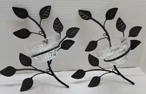 Black Metal Hanging Tree Branch Candle Holders With Glass Hextagon Candle Holder - Picture 1 of 9