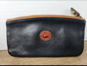 Vintage Dooney and Bourke Makeup pouch zipper pull Black & Tan sm Wallet Purse - Picture 1 of 6