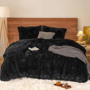 Shaggy Fluffy Faux Fur Duvet Cover Set King Size,Luxury Warm Plush Comforter Cov - Picture 1 of 9