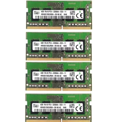 Hynix 16GB 4X4GB DDR4 3200MHz PC4-25600 Notebook SODIMM Memory Ram HMA851S6DJR6N - Image 1 of 4