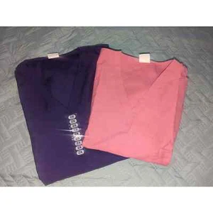 2 Women's Scrub Tops 2XL XXL Pink Purple EWC, Inc Plus Size - Picture 1 of 7