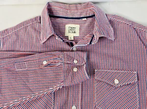 Carta Denim e Panno Uomo Grande Rosso Blu Bianco Plaid Manica Lunga Bottoni - Foto 1 di 4