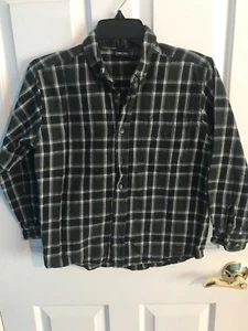 Boys Green Plaid Long sleeve Flannel Button Shirt Cherokee Size L Gently Used - Picture 1 of 2