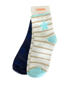 Gymboree Flight Of Fancy Ankle Socks Sz 13-2 Shimmer Star 2 Pair NWT - Picture 1 of 1