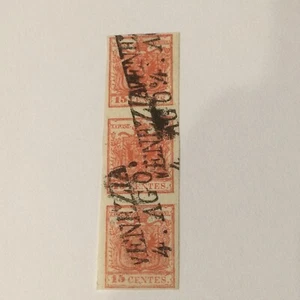 Austrian Lombardy Venezia Type 3 Stamp ~ Strip Of 3 - Picture 1 of 3