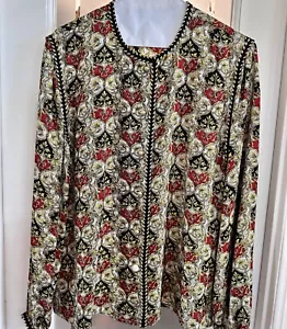 Maggie London Top Women's 6 Multicolor Paisley Silk Blouse Vintage 80's - Picture 1 of 8