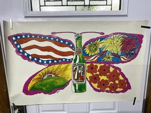 Vintage 60s 70s 7 Up Pat Dypold Psychedelic Poster Butterfly American - Picture 1 of 7