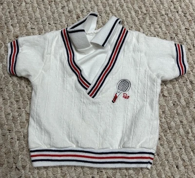 Boys Baby Dior Short Sleeve Tennis Polo Sweater 24 Months Red, White, and Blue - Image 1 of 4