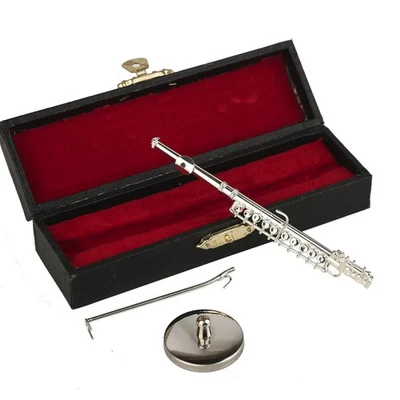Flauta Miniatura Dselvgvu con Soporte y Estuche Mini Instrumento Musical de Latón Fl... Foto 1 de 4