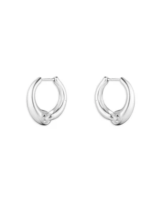 Auténticos pendientes de aro reflectantes de plata de ley Georg Jensen NUEVO Foto 1 de 2
