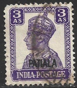 Indien-Patiala, Scott #109, Überdruck 3a King George VI Ausgabe, gebraucht - Bild 1 von 1