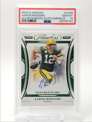 Aaron Rodgers 2022 Flawless Achievements Emerald Packers automático 5/5 PSA 10 Q5461 Foto 1 de 2