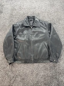 Chaqueta de cuero de piel de cordero Roundtree & York para hombre L vintage años 90 cremallera completa envejecida - Imagen 1 de 5