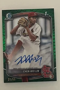 2025 Bowman 1st Chrome Chen-Wei Lin #CPA-CL Green Reptilian Auto #/99 Cardinals - Picture 1 of 2